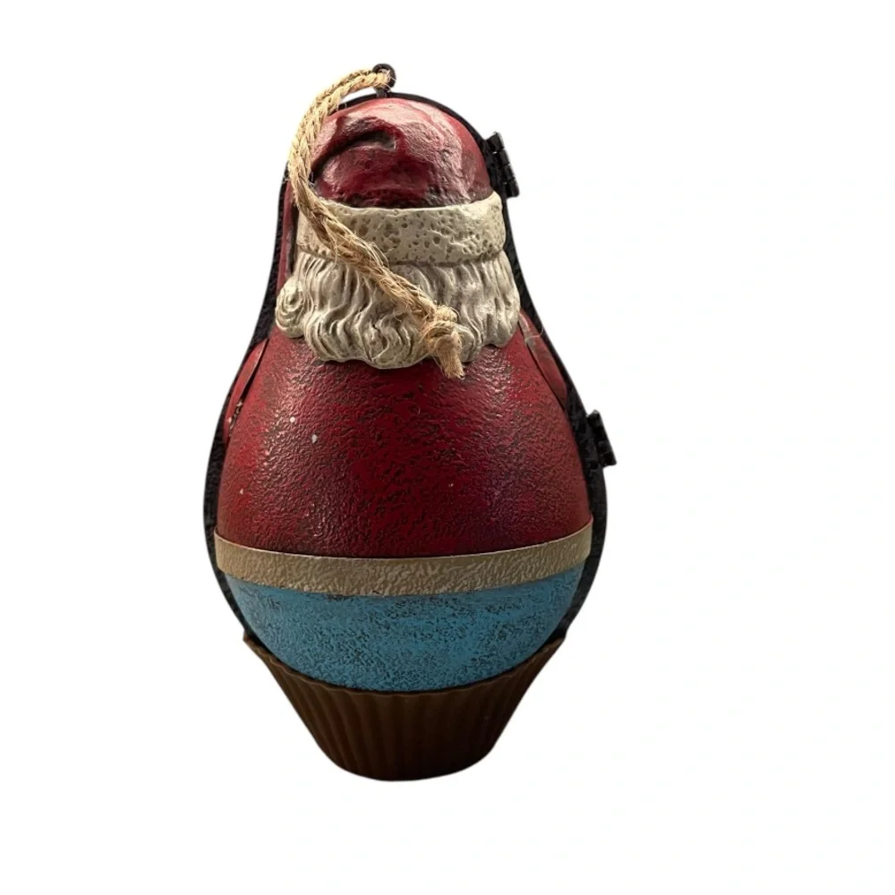 One of a kind Vintage‎ Rolly Poly Metal hinged Santa Ornament